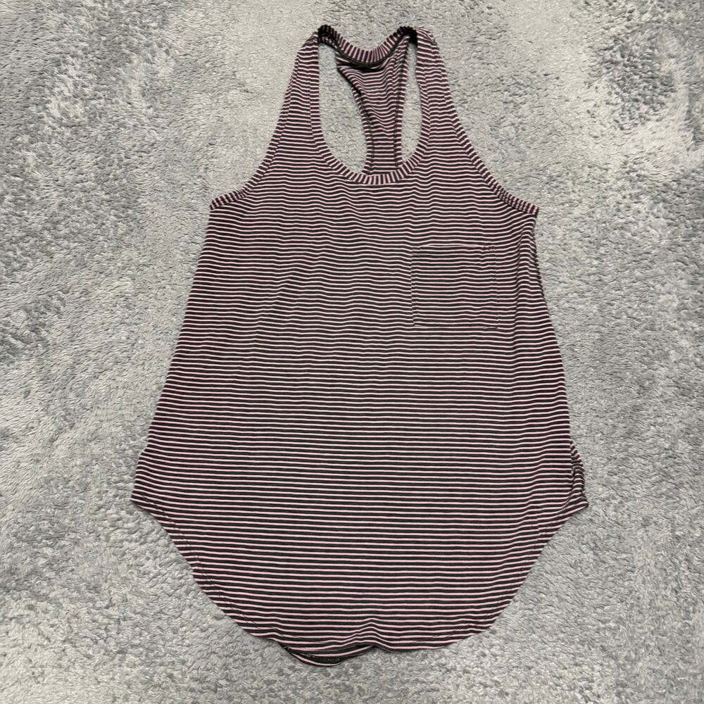 Lululemon Tank Top Shirt Women Small Yogi Racerback Black Pink Stripe